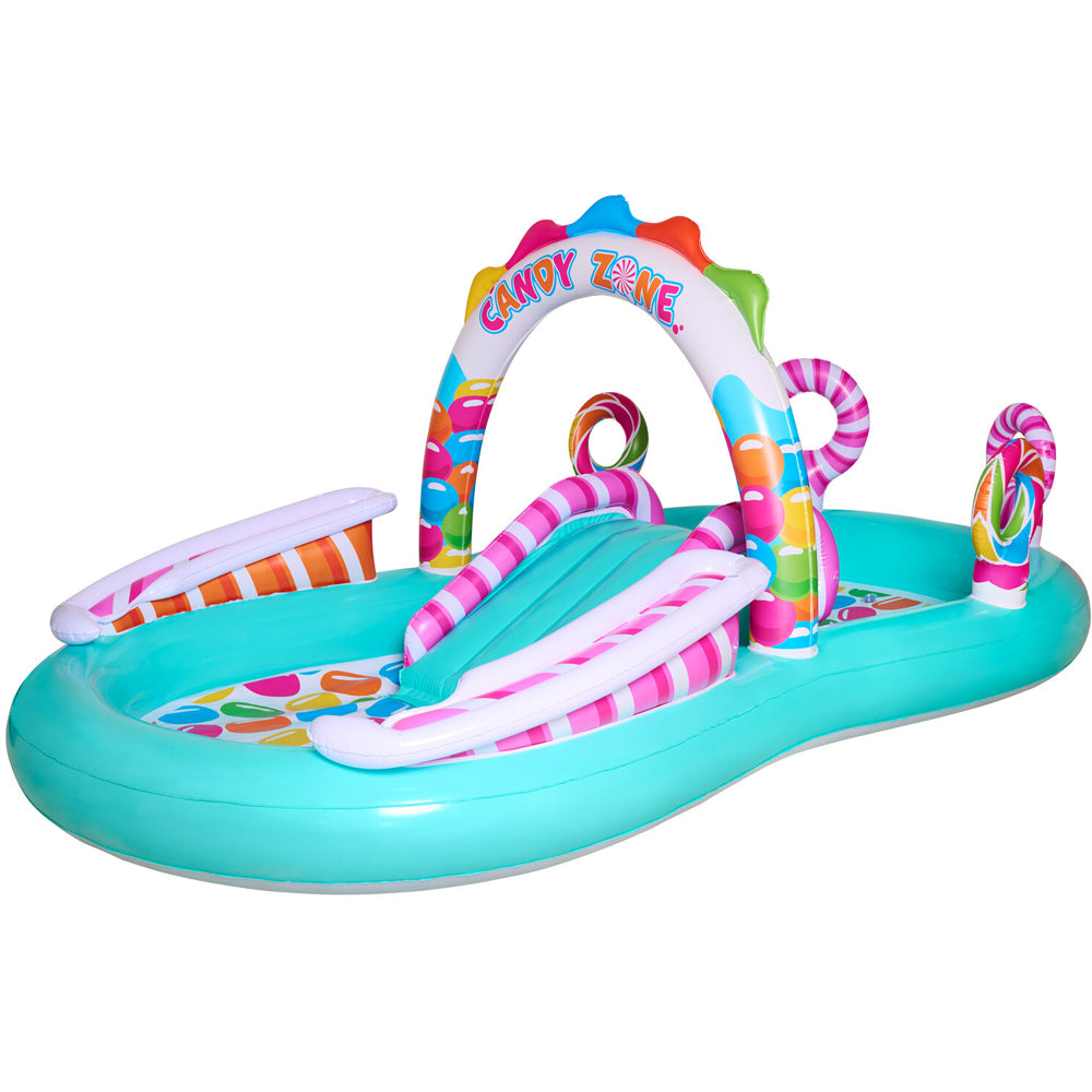 Wilko Candy Fun Pool | Inflatable Kids Paddling Pool with Slide & Sprinkle