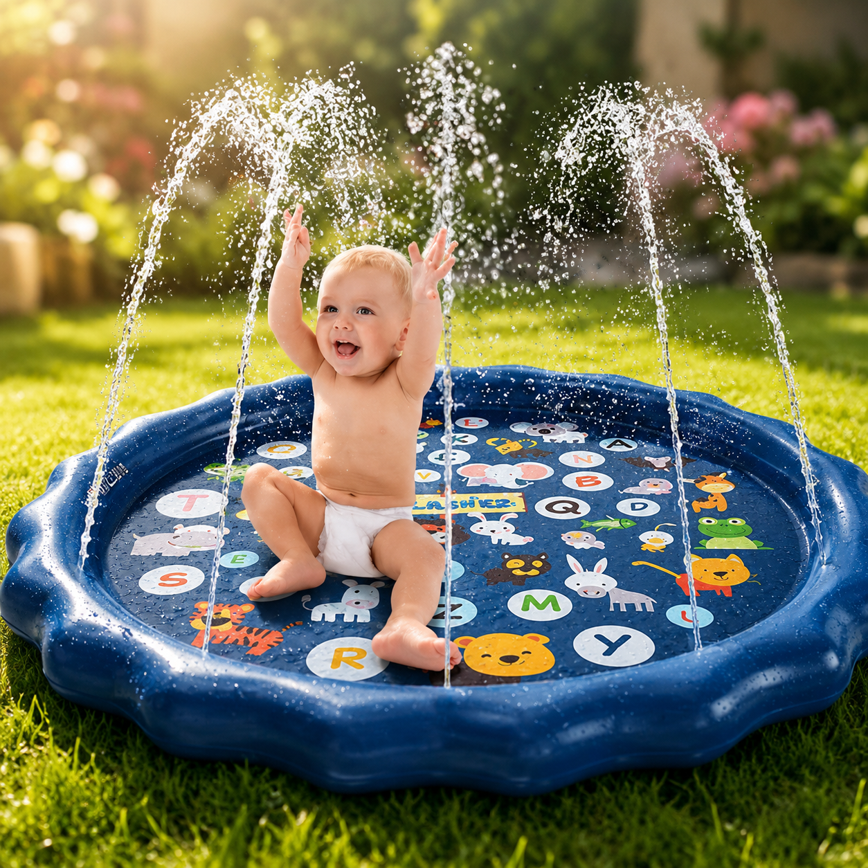 Summer Kids Splash Pad Water Play Mat for Outdoor Fun