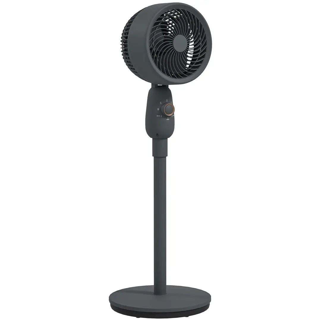 Nordara 12-Inch Standing Floor Fan – Grey | 3 Speed Oscillating Pedestal Fan