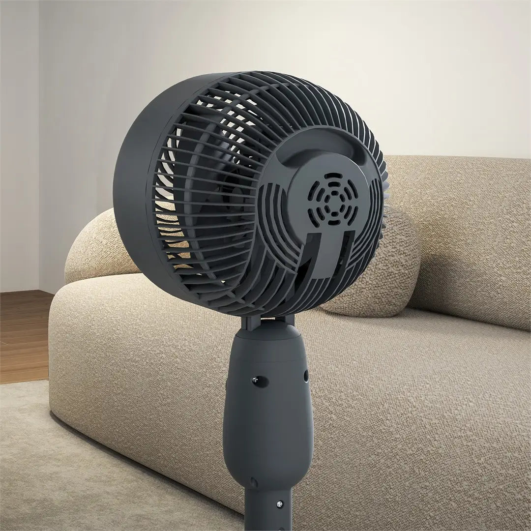 Nordara 12-Inch Standing Floor Fan – Grey | 3 Speed Oscillating Pedestal Fan