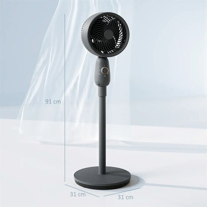 Nordara 12-Inch Standing Floor Fan – Grey | 3 Speed Oscillating Pedestal Fan